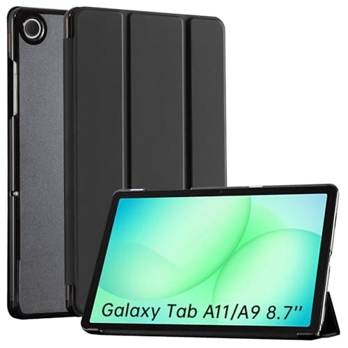 Image of CoBak Case For Samsung Galaxy Tab A11 (2025) / A9 (2023) 8.7 Inch - PU Leather Smart Tablet Cover, Translucent Hard Shell, Two Viewing Angles, Black.