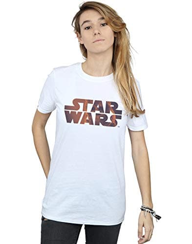 Image of Star Wars Women's Chewbacca Logo Boyfriend Fit T-Shirt White Large