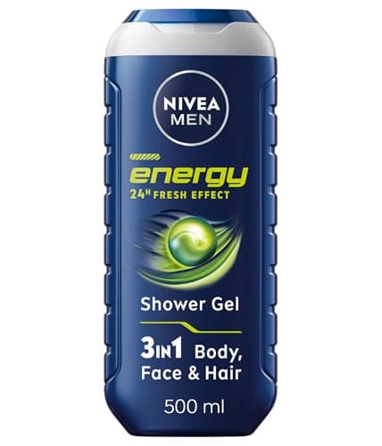 Image of NIVEA MEN Energy Shower Gel (500 ml), Moisturising 3-in-1 Body Wash for Men with Mint Extract, Invigorating and Energising NIVEA MEN Shower Gel