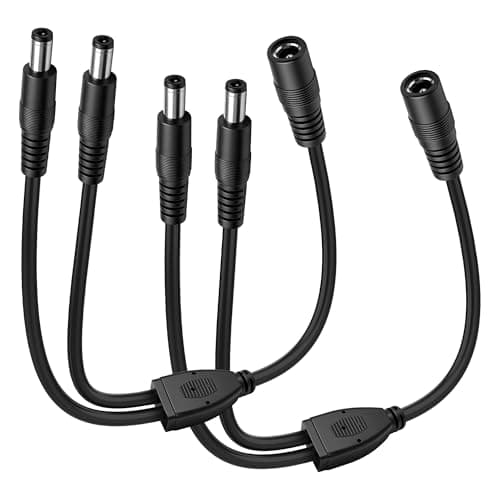 Image of XMSJSIY DC 5.5mm x 2.5mm Power Cable Splitter Adapter 18AWG 12V DC 5525 Female to Dual Male Y Cable Extension Cord for Security Camera,LED Strip Light,Monitor,DVR - 2PCS - 25CM / 9.84Inch