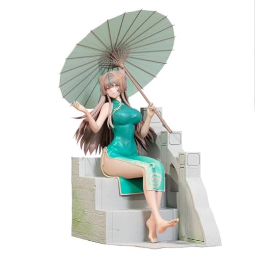 Image of Tongyundacheng Anime Ting Yu Figure - Cheongsam Girl Sitting Statue - Collectible Character Action Figure - PVC Desktop Model Ornament, 22cm