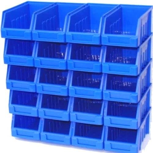 Image of BLUE SIZE 2 STACKING STORAGE BINS PLASTIC PARTS BINS (20)