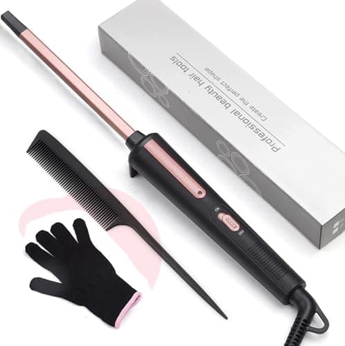 Image of Curling Wand 9MM, Thin Curling Iron Tight Curls Ceramic Barrel Hair Curling Wand for Long & Short Hair