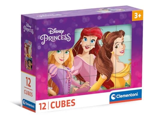 Image of Clementoni Jigsaw Puzzle Disney Princess 12 Pieces - Cube Supercolor Puzzle For Children 3-5 Years, Cartoon, Disney, Princess, Gift For Boy/Girls, Puzzle For Kids, Made In Italy, 41197