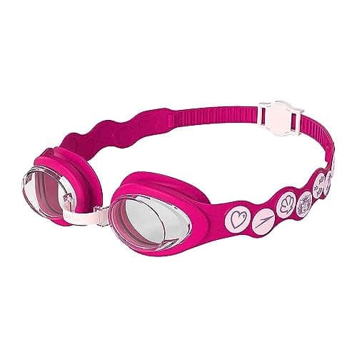 Image of Speedo Unisex-Youth Sea Squad Spot Swimming Goggles | Learn to Swim | Adjustable Strap | Comfort, Blossom/Electric Pink/Clear, One Size