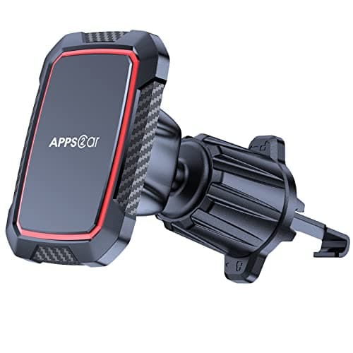 Image of APPS2Car Magnetic Car Phone Holder Air Vent Mount – Universal Phone Holder for Car, Strong Magnet Grip, 360° Rotation, Secure Hook Clip, Compatible with iPhone, smartphones – Black