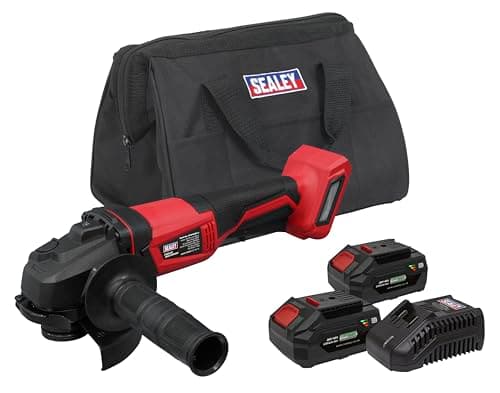 Image of Sealey 20V 4Ah SV20 Series Ø115mm Cordless Angle Grinder Kit - 2 Batteries - CP20VAGBKIT