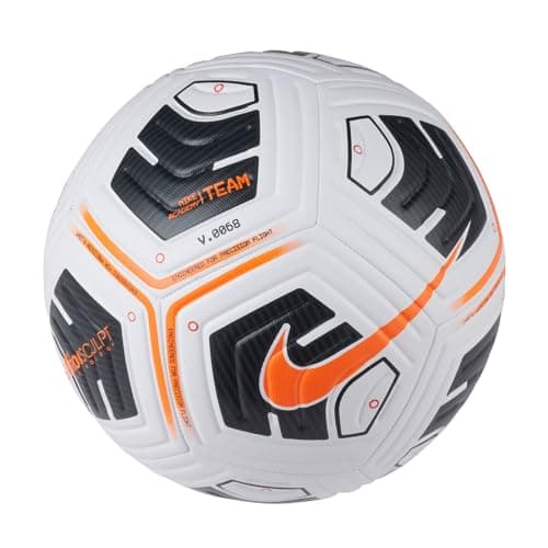 Image of Nike CU8047-101 Academy Recreational soccer ball Unisex Adult WHITE/BLACK/TOTAL ORANGE Size 5
