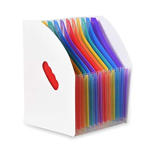 Image of Marte Vanci Expanding File Folder, A4 Document Organiser, Plastic Accordion Filling Folders 13 Pockets Portable Desk Organiser Vertical Storage Holder for Office School Paperwork Letter Bill Receipt