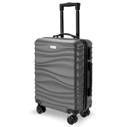 Image of AVIO Wave Cabin Suitcase 55x40x20cm – Lightweight Hard Shell Cabin Luggage with 4 Double Spinner Wheels, Telescopic Handle & Organised Interior – Small Cabin Size Carry On Travel Suitcase