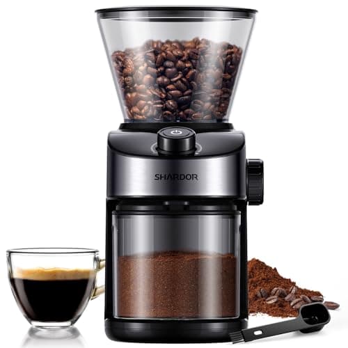 Image of SHARDOR Coffee Grinder Burr Electric, 25 Precise Grind Setting, 40-Second Adjustable Timer, Chamber Cleaning Button, Designed for Espresso, Drip Coffee, and French Press, Black