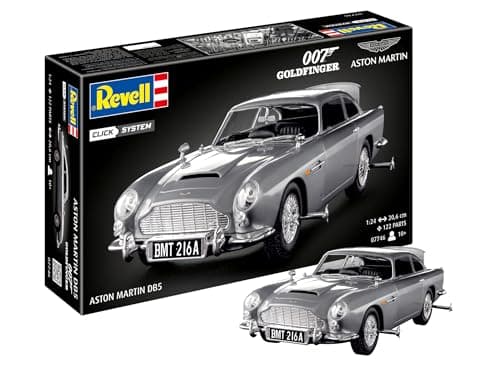Image of Revell 07746 James Bond Aston Martin DB5 (Click System) Scale 1:24 Unbuilt, pre-coloured, clickable (not glue), plastic model kit