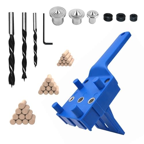 Image of Dowel Jig Kit 41PCS Woodworking Dowel Jig Kit 6/8/10mm, Pocket Hole Jig Kit, Doweling Jig, Jigs Doweling Hole Saw Tools (Blue)