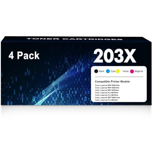 Image of 203X 203A M281fdw Toner Compatible for HP 203X 203A Toner Cartridge Color Laserjet Pro MFP M281fdw M254dw M281fdn M280nw M281cdw M254nw M254dn CF540X CF540A (4-Pack, Black Cyan Yellow Magenta)