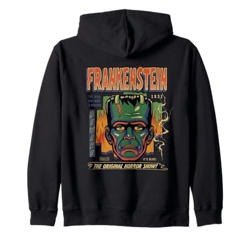 Image of Universal Monsters Frankenstein Vintage Halloween Mask Zip Hoodie