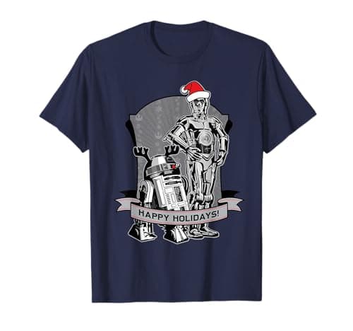 Image of Star Wars Christmas Happy Holiday Droids T-Shirt
