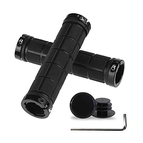 Image of PLATT Bike Handlebar Grips Rubber Comfortable Bicycle Handle Grip for MTB/BMX with Plastic End Caps，Black…