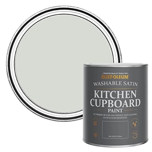 Image of Rust-Oleum Grey Scrubbable Kitchen Cupboard Paint in Satin Finish - Winter Grey 750ml