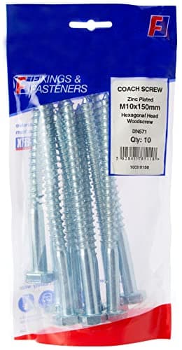 Image of ForgeFix Coach Screws | M10 x 150mm | Zinc Plated | Bag 10