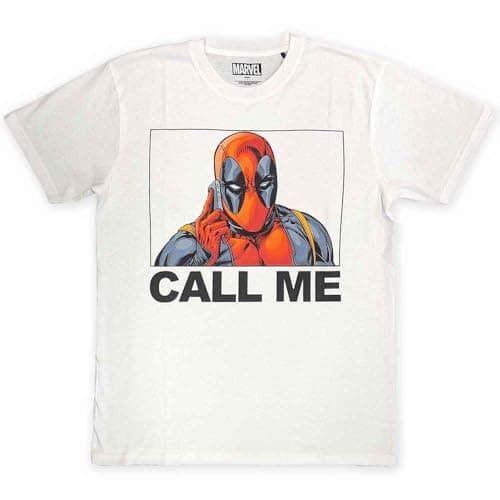 Image of Marvel Comics Deadpool Call Me Official Tee T-Shirt Mens Unisex (Medium) White