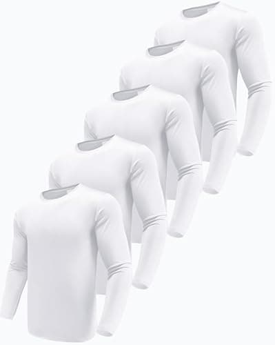Image of Boyzn 5 Pack Long Sleeve Tee Shirts for Men - Dry Fit Moisture Wicking Long Sleeve Shirts, Quick Dry UPF 50+ Sun Protection Shirts, Outdoor Active Athletic Gym Running TShirts for Fishing White-5P02-L