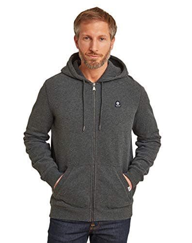 Image of TOG24 Alden Men's Supersoft Zip-through Hoodie with Cosy Kangaroo Pocket and Chunky Drawcord Hood Dark Grey Marl