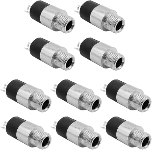 Image of Zodazoqa 10 Pcs 3.5mm Stereo Jack Panel Mount Connector Black Stereo Socket Connector with Nuts for Headphone/Audio/Video with 3.5mm TRS Male Plug Silver