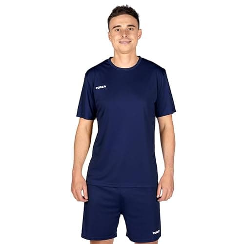 Image of FORZA Men's Classic Football Shirts | Short Sleeve Premium Polyester Football Jerseys - Available in 9 Vibrant Colours (UK, Alpha, XS, Regular, Regular, Navy Blue)