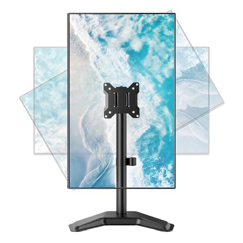 Image of monTEK Stable Single Monitor Stand, Freestanding Monitor Arm for 17-32 inch & 10KG Capacity Screen, Adjustable Height Desk Mount with Swivel and Tilt, VESA 75x75/ 100x100mm