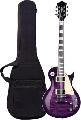 Image of Solid Body Electric Guitar LP Style, Mahogany Body with Maple Neck & Rosewood Fretboard, Stainless Steel Frets, Humbucker Pickup, 3-Way Switch, Electric Guitar with Gig Bag (Purple)