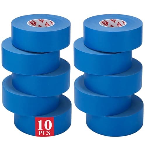 Image of Fyguard 10 Rolls Blue Painters Tape, 24mm x 50m Masking Tape Decorators Tape Paper Tape Heat Resistant Waterproof for Painting Work Edge Treatment Color Separation