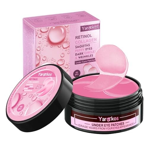 Image of Pink Undereye Mask (60 Pcs), Collagen Hydrating Gel Pads, Reduce Puffiness, 30 Pairs Under Eye Patches for Dark Circles Puffy Eyes Treatment, Wrinkle, Women Men Beauty Personal Skin Care Products