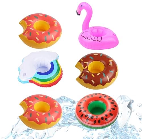 Image of 6 x Drink Holder Mix Inflatable Air Mattress Swimming Ring Swimming Ring for Pool, Water, Cocktail Holder, Beer Holder, Mug, Can Holder, Cup Holder Beer (Drink Holder Mix)