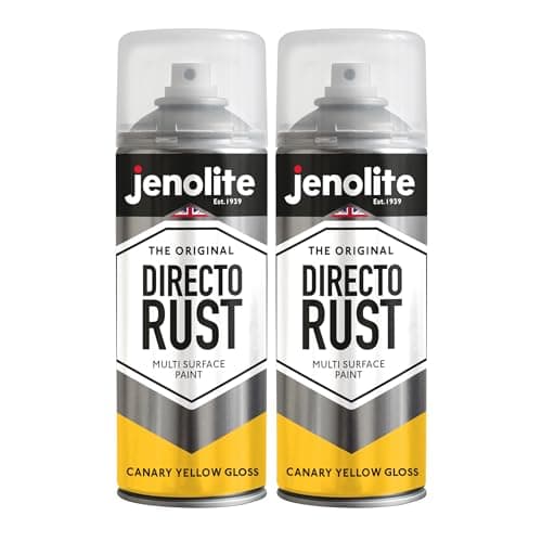 Image of JENOLITE Directorust Gloss Spray Paint | CANARY YELLOW | 2 x 400ml | Direct To Rust | Multi Surface Gloss For Wood, Metal, Plastic, Ceramic | RAL 1018