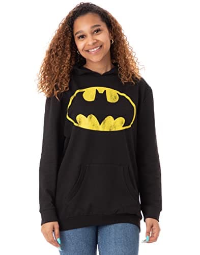 Image of Batman Distressed Logo Women's Hoodie Black