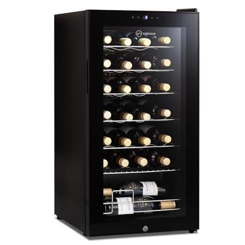 Image of Subcold Viva28 LED – Under-Counter Wine Fridge Black | 3-18°C | Wine Cooler | LED + Lock & Key | Glass Door Drinks Cellar | Single-Zone (28 Bottle)