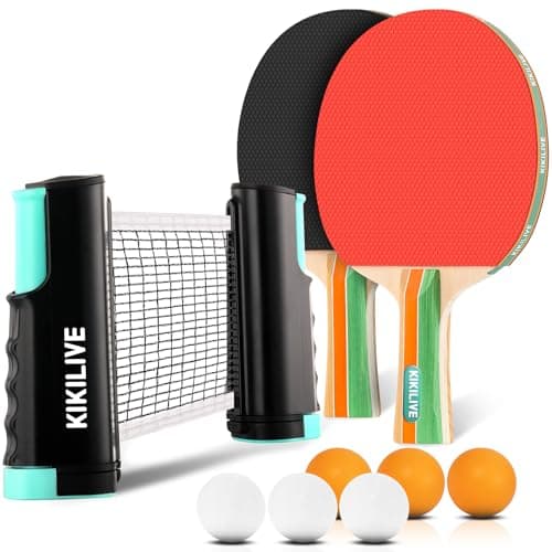 Image of KIKILIVE 2 Player Table Tennis Set, Ping Pong Set with Retractable Net, 2 Rackets, 6 Balls & Carry Bag, Portable All-in-One For Indoor Outdoor