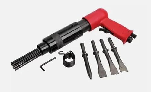 Image of Red Star Air Hammer & Descaler 150mm Chisel Needle Gun Paint Rust Remover Tool Kit Set