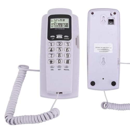 Image of Generic Mini Wall-Mounted Phone Caller with LCD Display Backlight for Office Home Hotel in ABS Black (White)