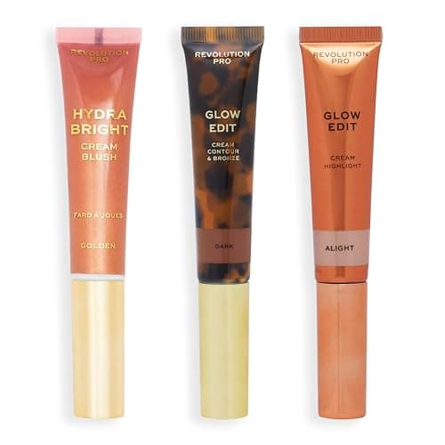 Image of Revolution Pro, Crème Gezichtsstick Trio, Crème Contour, Blush & Highlighter Make-up Set, Dark