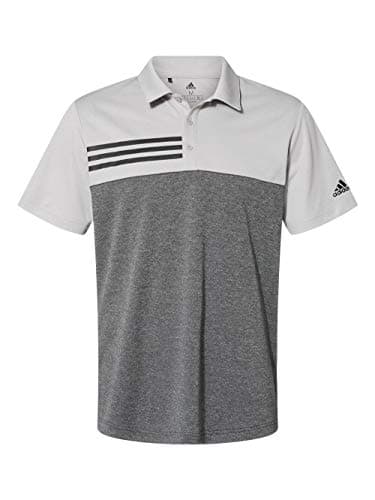 Image of adidas - Heathered Colorblock 3-Stripes Sport Shirt, Grey Two Heather/ Black Heather, Large