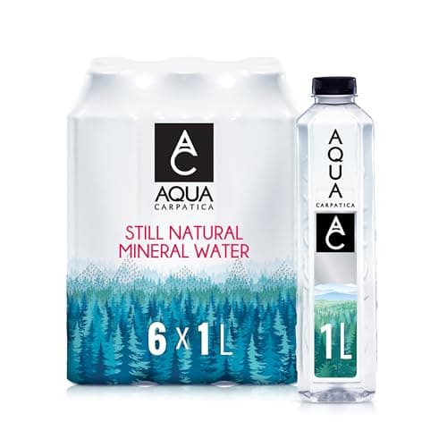 Image of AQUA Carpatica 1L x 6 Pure Natural Still Mineral Water - Bottled Water, Virtually Nitrate Free, Low Sodium, Naturally Alkaline, Natural Electrolytes, Premium Multipack 100% Recyclable