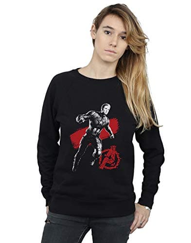 Image of Marvel Women's Avengers Endgame Mono Captain America Sweatshirt Black Small