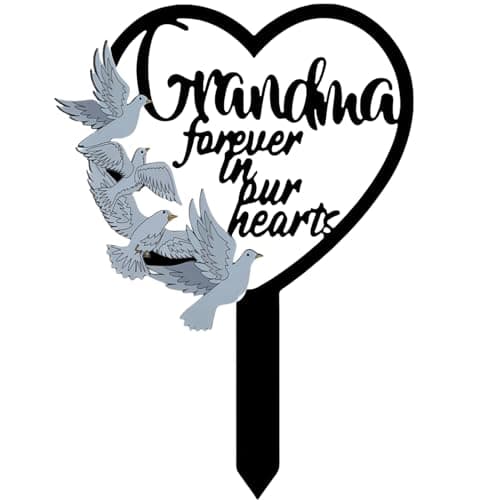 Image of Metal Grandma Memorial Stake Grave Dove Decorations for Cemetery Gravesite Sympathy Markers Waterproof Memorial Gifts for Loss of Grandma Tombstones Plaque Outdoors Lawn Yard Decor (Grandma)