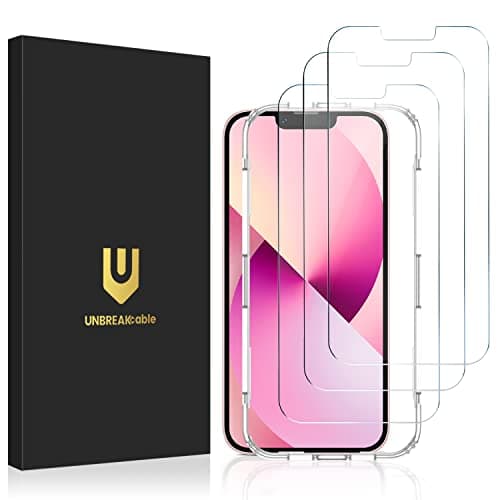 Image of UNBREAKcable 3 Pack Screen Protector for iPhone 13/13 Pro, Double Shatterproof Tempered Glass [Easy Installation] [HD Clear] [Case Friendly] for iPhone 6.1 inch