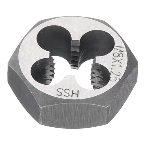 Image of sourcing map Hex Threading Die M8 x 1.25 Metric Thread Right Hand High Speed Steel Rethreading Fixed Die Screw Cutting Tapping Repair Tool