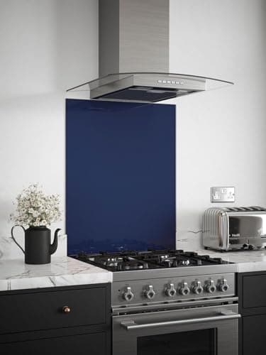 Image of Midnight Blue Glass Kitchen Splashback 600mm x 750mm