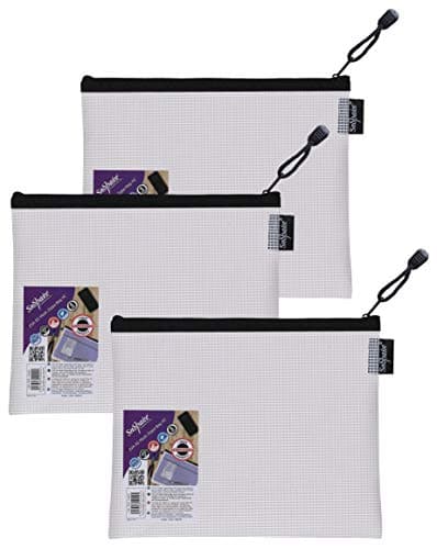 Image of Snopake A5 High Capacity EVA Mesh Zippa-Bag [Pack of 3] 255 x 205 mm - Transparent/Black [15838]