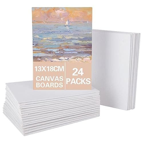 Image of SHUESS 24 Pcs Canvas for Painting - 13 x 18 cm (5 x 7 inch) Small Canvas Panel Boards - Small Canvases for Painting - Pre Stretched Blank Art Canvases for Art, Acrylic Painting and Watercolour