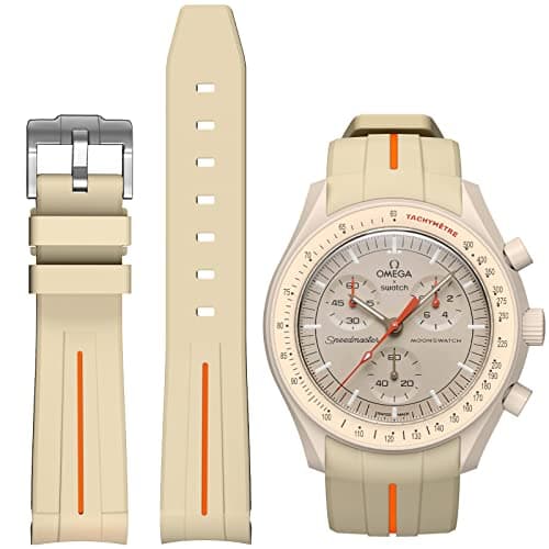 Image of BONACE Strap for Omega x Swatch MoonSwatch Watch, 20mm Soft Rubber Curved No Gap Moonswatch Strap for Men & Women